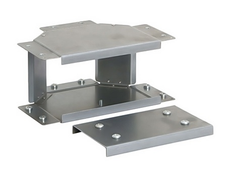 T-bend for cable trunking, 100 x 100 mm, cover behind the outlets